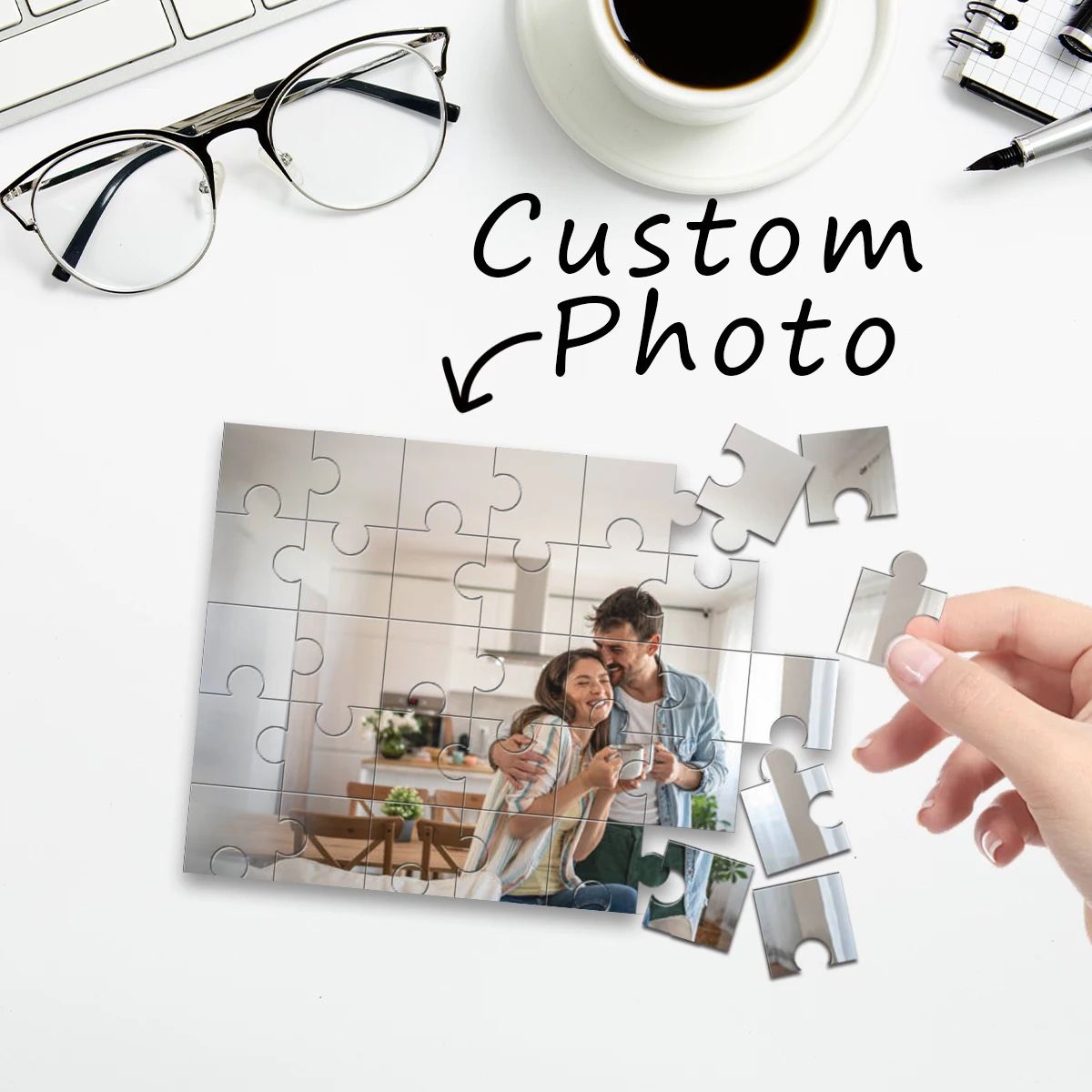 

Деревянный пазл с индивидуальным фото-портретом (1 шт.), идеальный подарок на годовщину, свадьбу, день рождения, День святого Валентина для семьи и друзей.