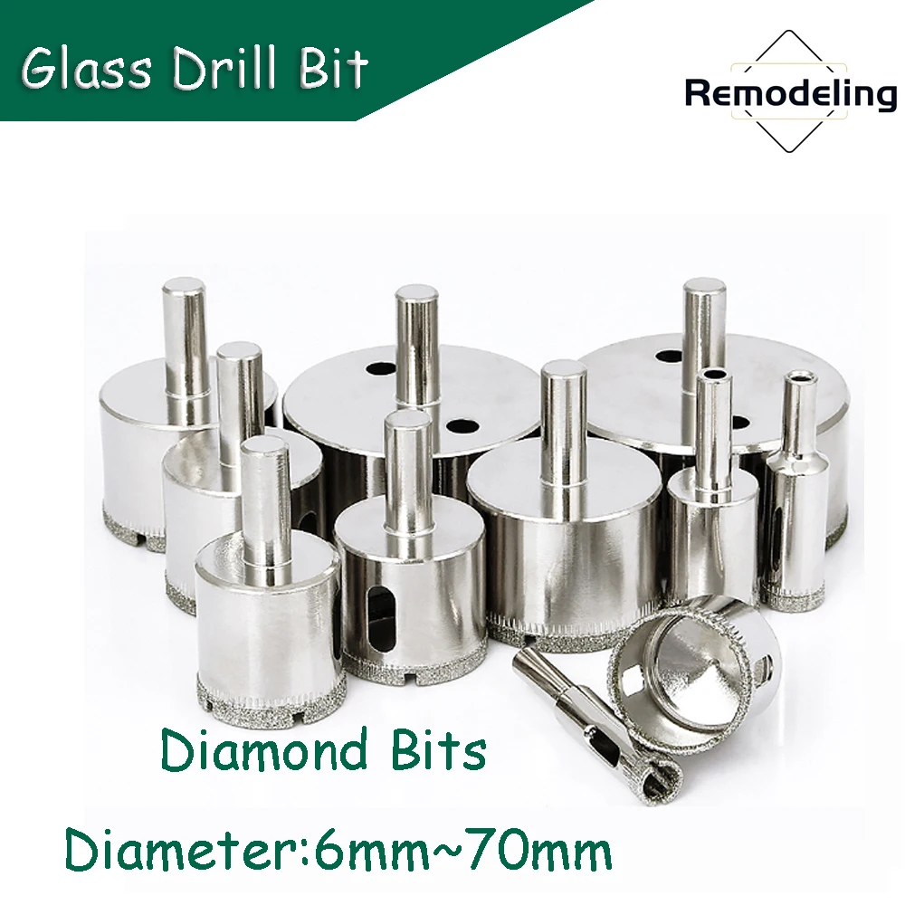 

Glass Saw Hole Drill Bit Diameter 6mm-70mm Diamond Coated Electroplated Glass Bit Cutter Tile Marble Diamond Glass Hole Opener