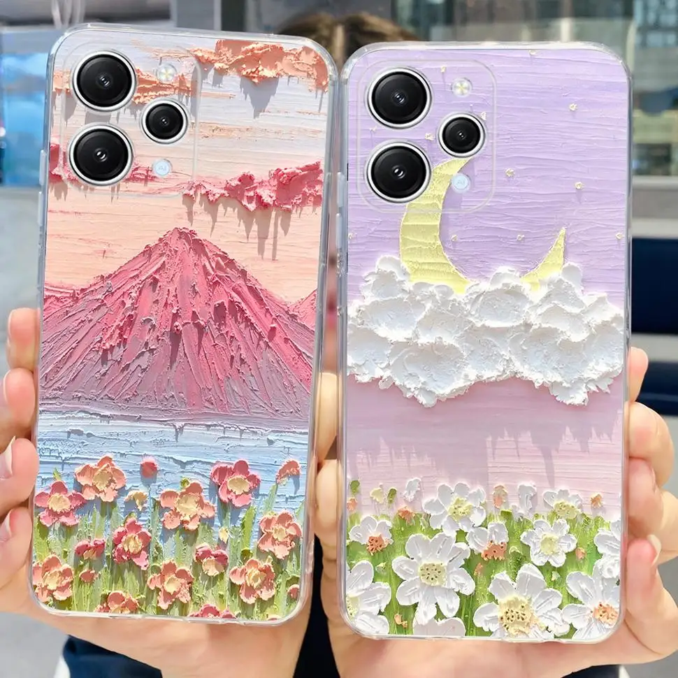 For Xiaomi Redmi 12 Luxury Love Heart Pattern Phone Cases For Xiaomi Redmi 12 C 12C Redmi12 Redmi12C 4G Soft Silicone TPU Cover