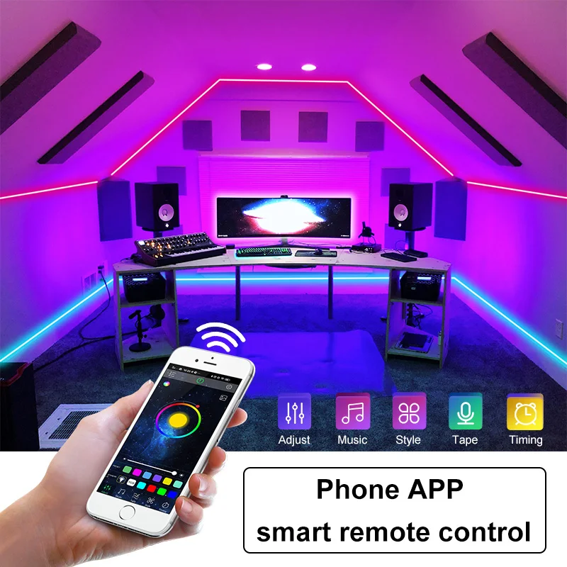 Lampu Strip LED Bluetooth WIFI RGB5050TV Pita Lampu Latar Remote Kontrol Aplikasi untuk Dekorasi Ruangan Bar Lampu Pesta 24V Strip Led USB