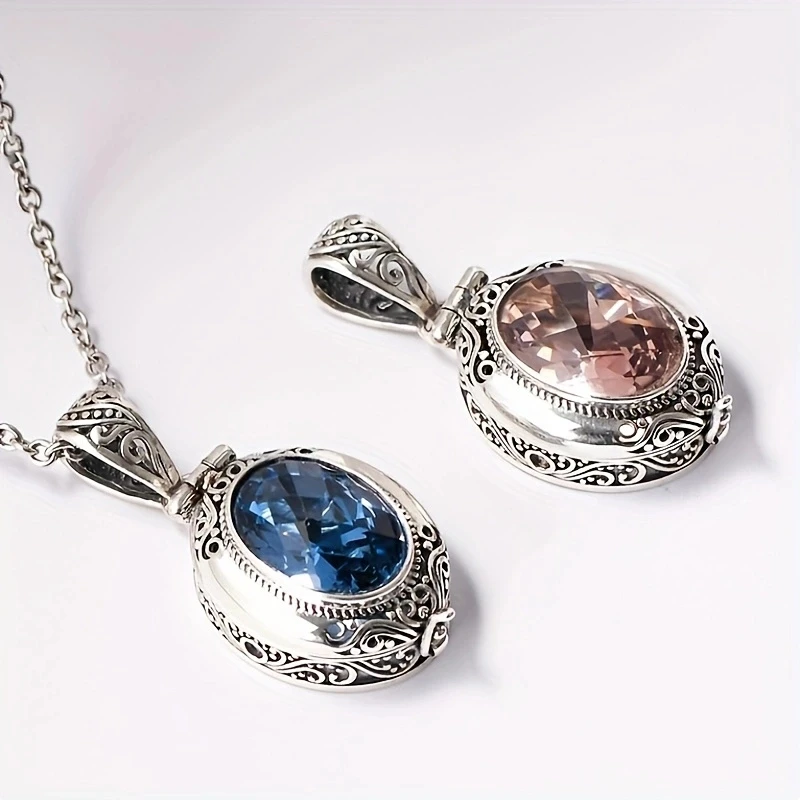 Vintage Zilveren Kleur Holle Gesneden Geurige Tas Doos Hanger Vintage Ronde Zirkonia Ga Wu Doos Ketting Met Open Hanger Cadeau