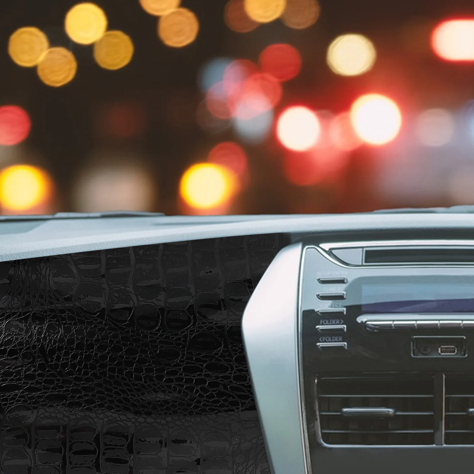 

1Pcs High Gloss Crocodile Texture Fake Leather Wrap Self Adhesive Automotive Vinyl for Dashboard and Furniture Easy Application