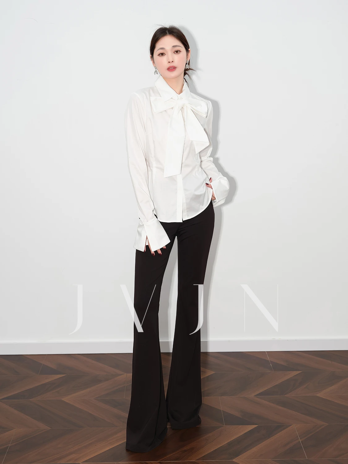 

Bla High Waist Draped Micro Elastic Flared Pants Women's Casual Long Trousers Jvjn Commute Sle Simple Design Polyester Fiber