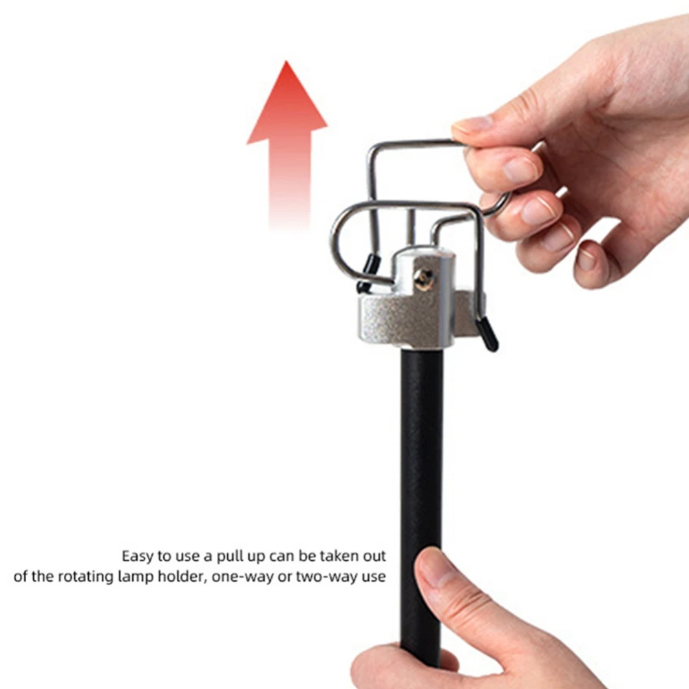 Foldable Lamp Post Folding Storage Fixing Stand Holder Aluminum Alloy with Floor Nail Pole Portable Lamp Stand Hook