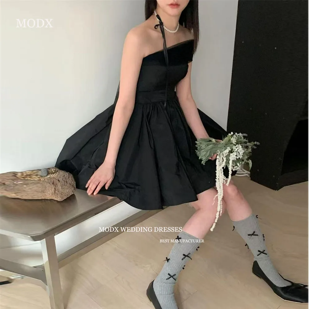 

MODX Mini Short Black Party Prom Dresses With Bolero Tulle Cocktail Dress Korea Wedding Photo shoot Corset Back Customized