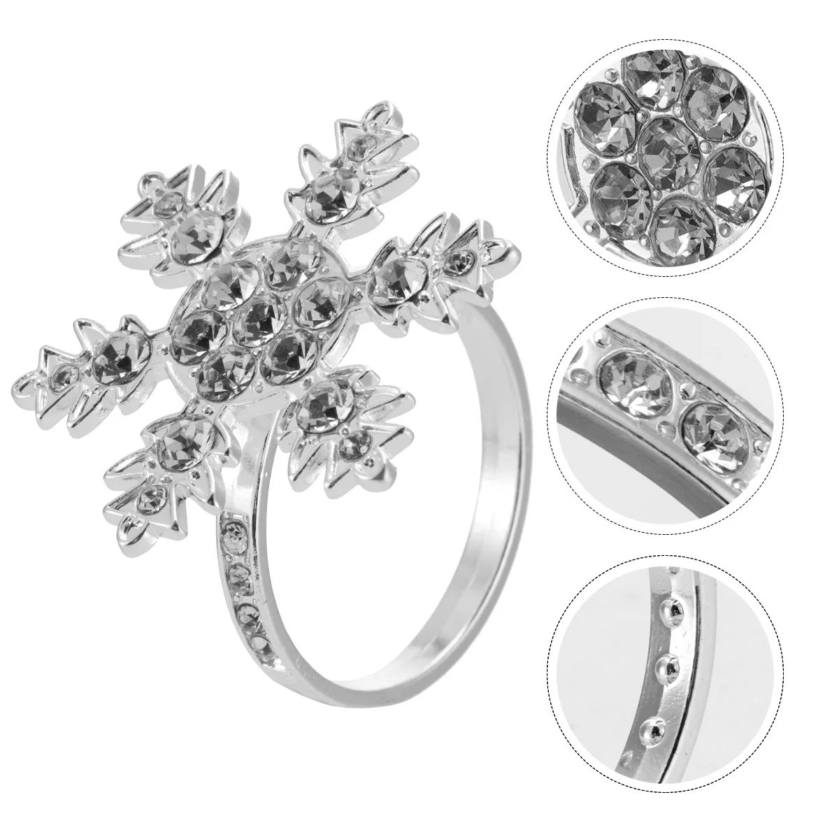 

4 шт. кольца для салфеток из сплава в стиле снежинки, элегантное обеденное украшение для рождественских праздничных мероприятий, ресторана, домашнего использования