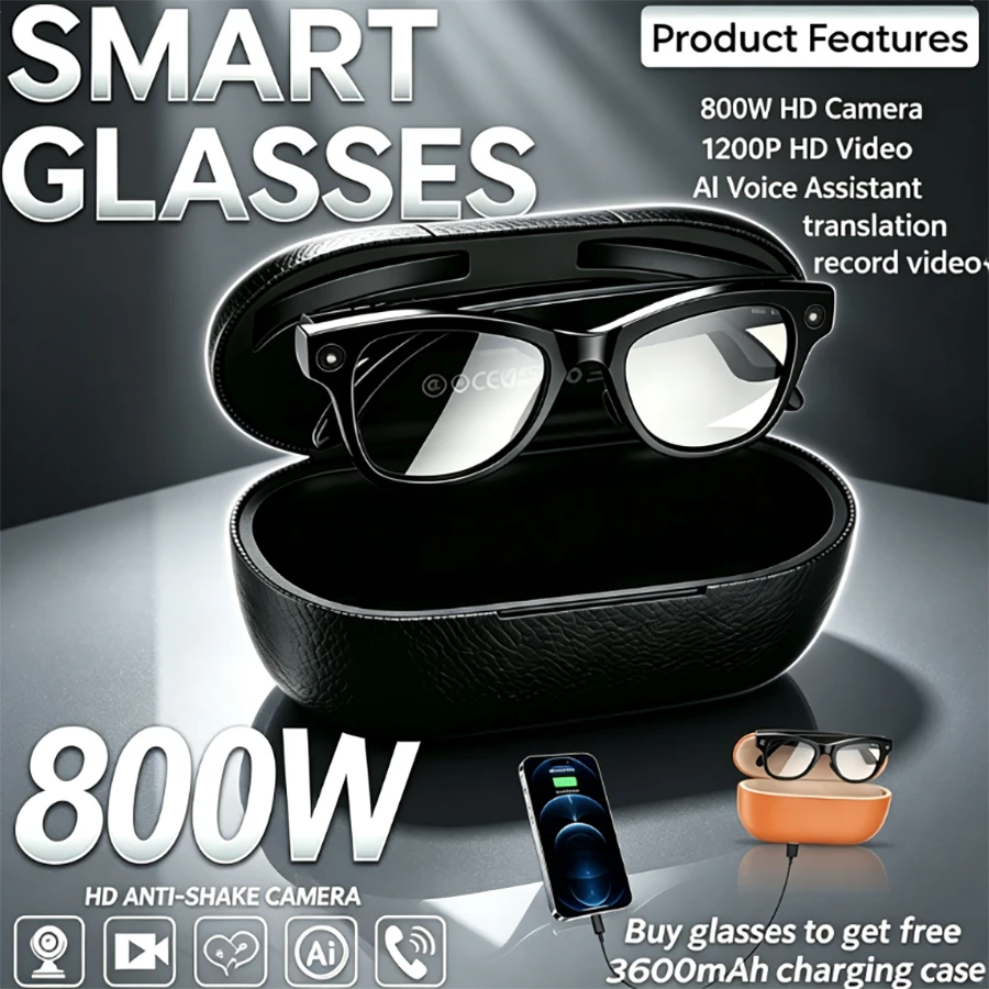 new-800w-hd-camera-smart-glasses-3600-large-capacity-battery-box-1080p-taking-pictures-32gb-memory-ai-voice-music-smart-glasses