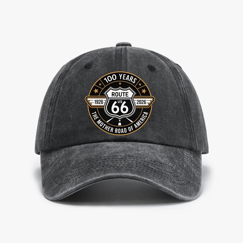 Men's Route 66 Vintage Baseball Cap Compatible with 1926-2026 Commemorative Design Retro Hat Route 66 Soft Top hats For Men