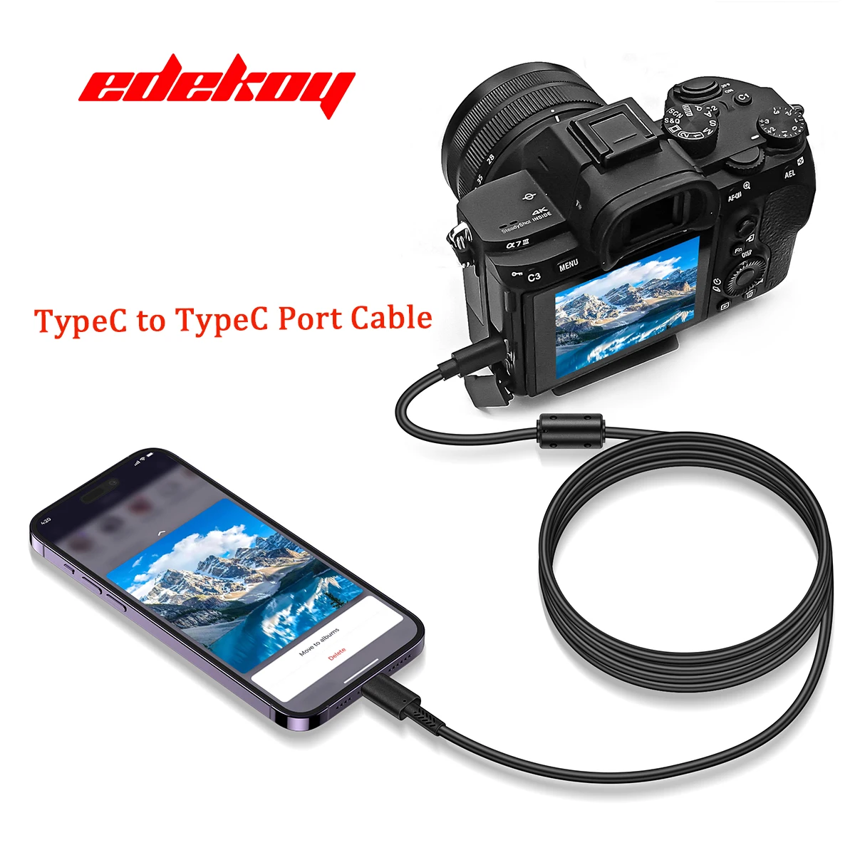 TYPEC to TYPEC OTG Cable for Sony A7R3/A7M3/A7S3/A7R4/A9/A9II, Nikon D780/D6/Z6/Z7/Z5/Z50,Canon EOS R5/R6/R/RP/G5X2/G7 Cameras