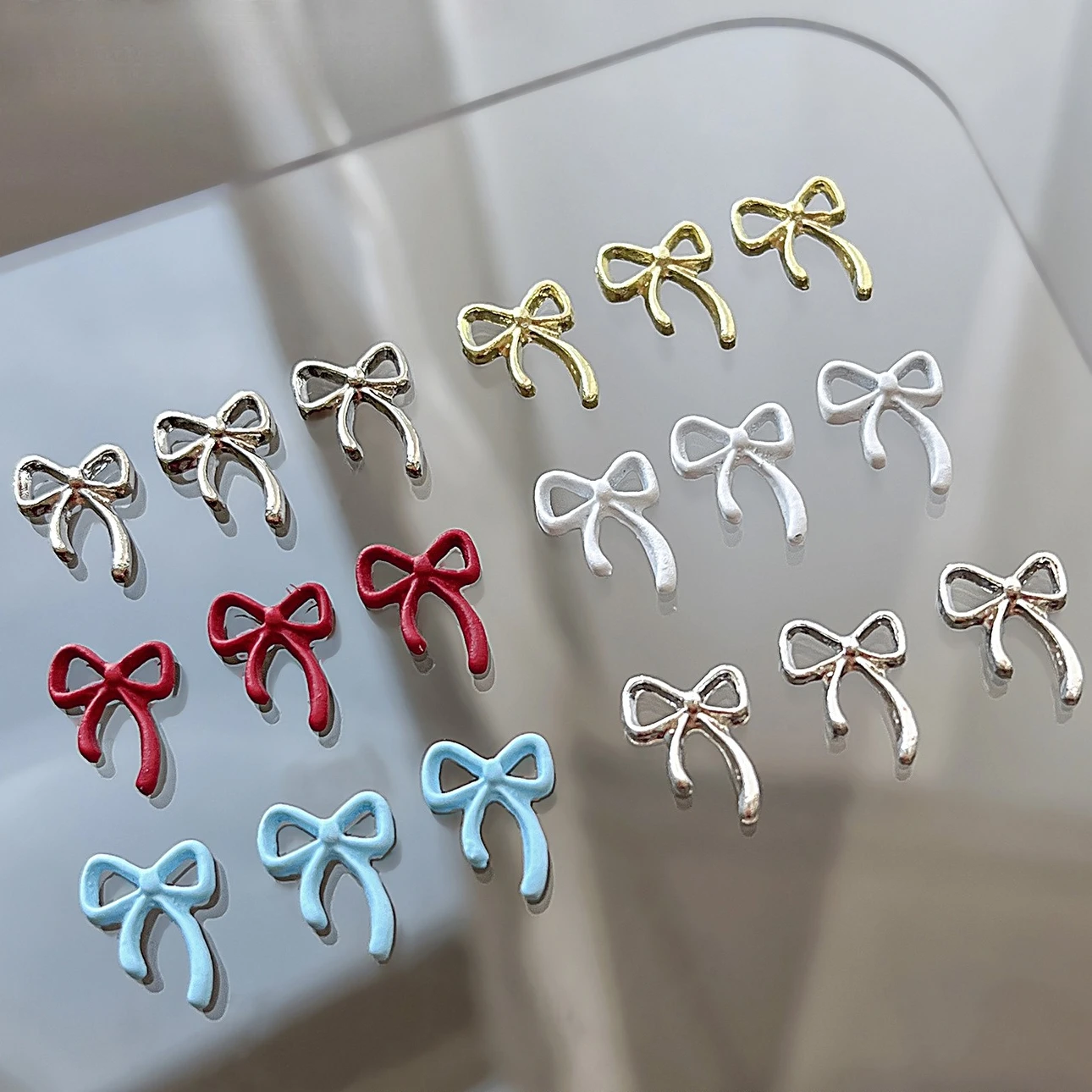 خمر Bowknot معدنية الحد الأدنى سبيكة ربطة القوس فيونكة الذهب الفضة فراشة الشريط مسمار الفن زينة أدوات مانيكير اكسسوارات كيت