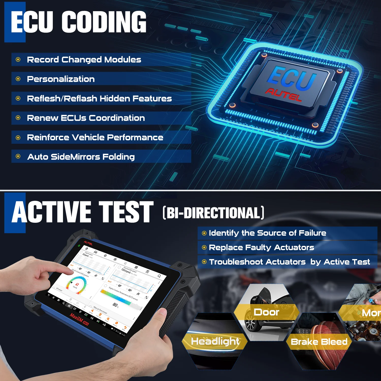 Autel Program Scanner IM608 II IM608S II Key FOB Programming Tool Komplettset Diagnosescanner, obere IMMO-Funktion, ECU-Codierung – Detail 13