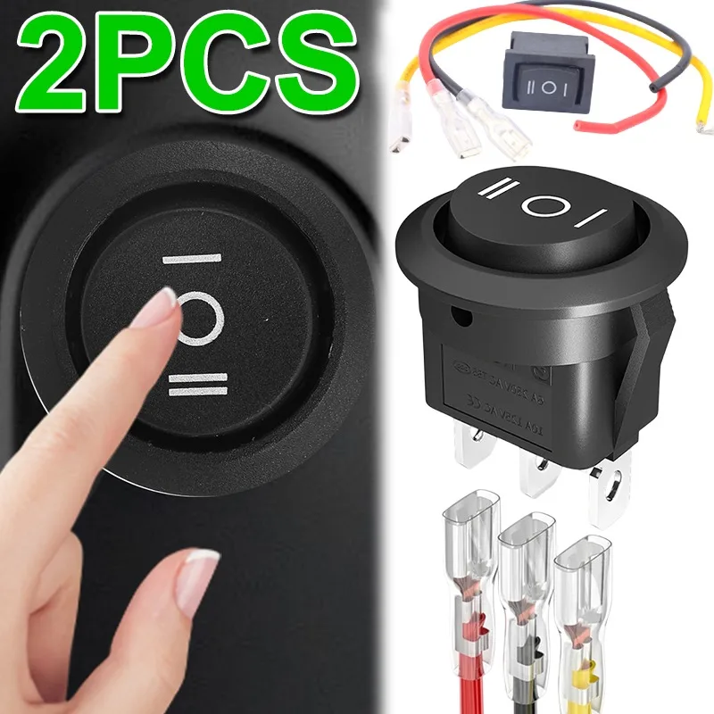 Modified ON/Off Round Toggle Switch with Leads for Automotive Marine Three-Position Auto and Motorcycle Boat Switch 1/2pcs