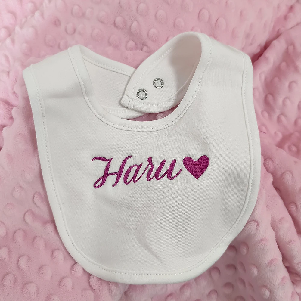 Name Personalised Baby bib 100% cotton White Newborn Baby Saliva Funny Birthday Gift For Baby Boys and Girls shower gift