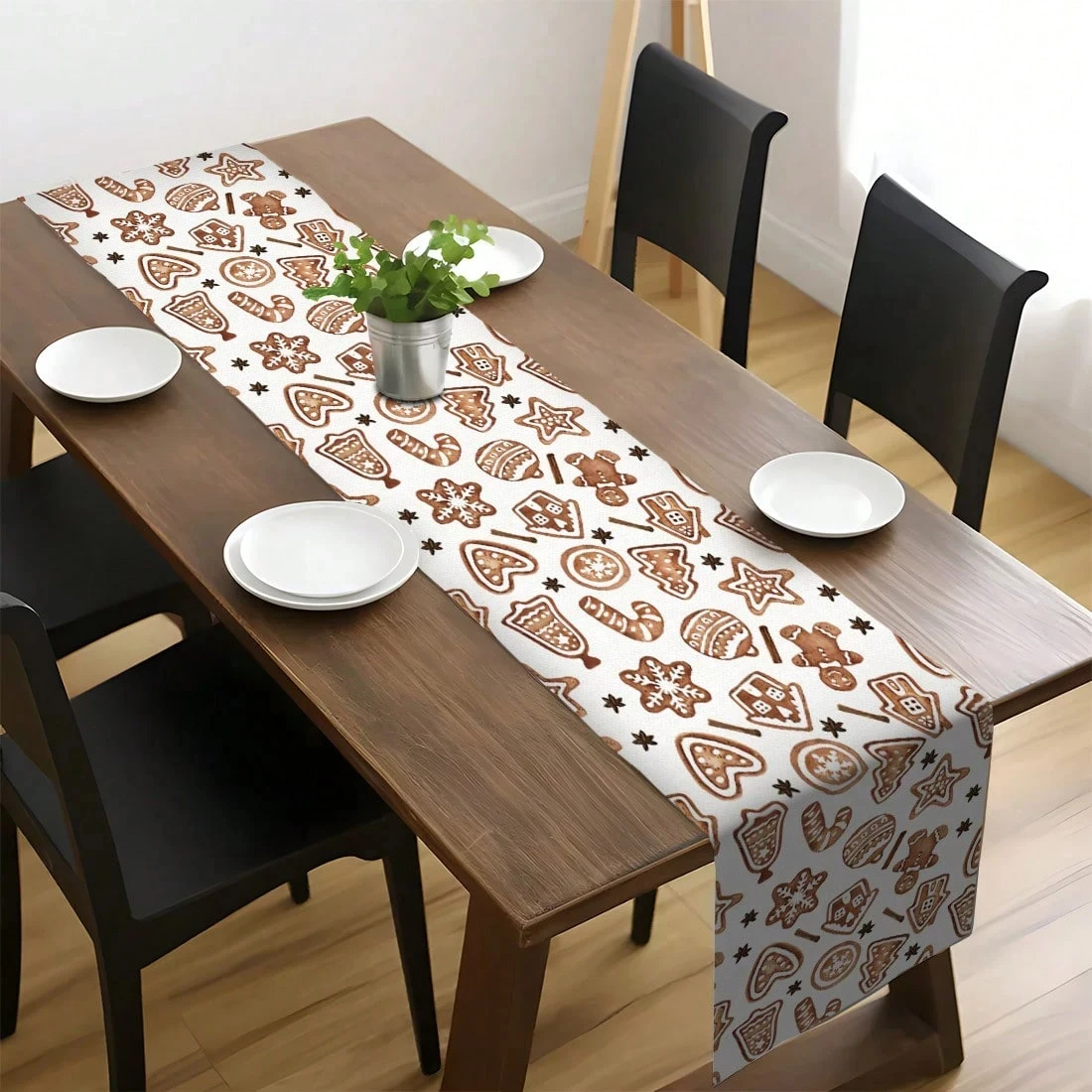 JIT عيد الميلاد تحت عنوان الزنجبيل الجدول عداء البني متعدد كوكي نمط لقضاء عطلة حزب الجدول الديكور جودة عالية وضعت #5