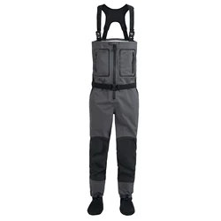 Men's fly fishing, 3-layer waterproof fabric breathable, one-piece garment, pants with neoprene socks,
