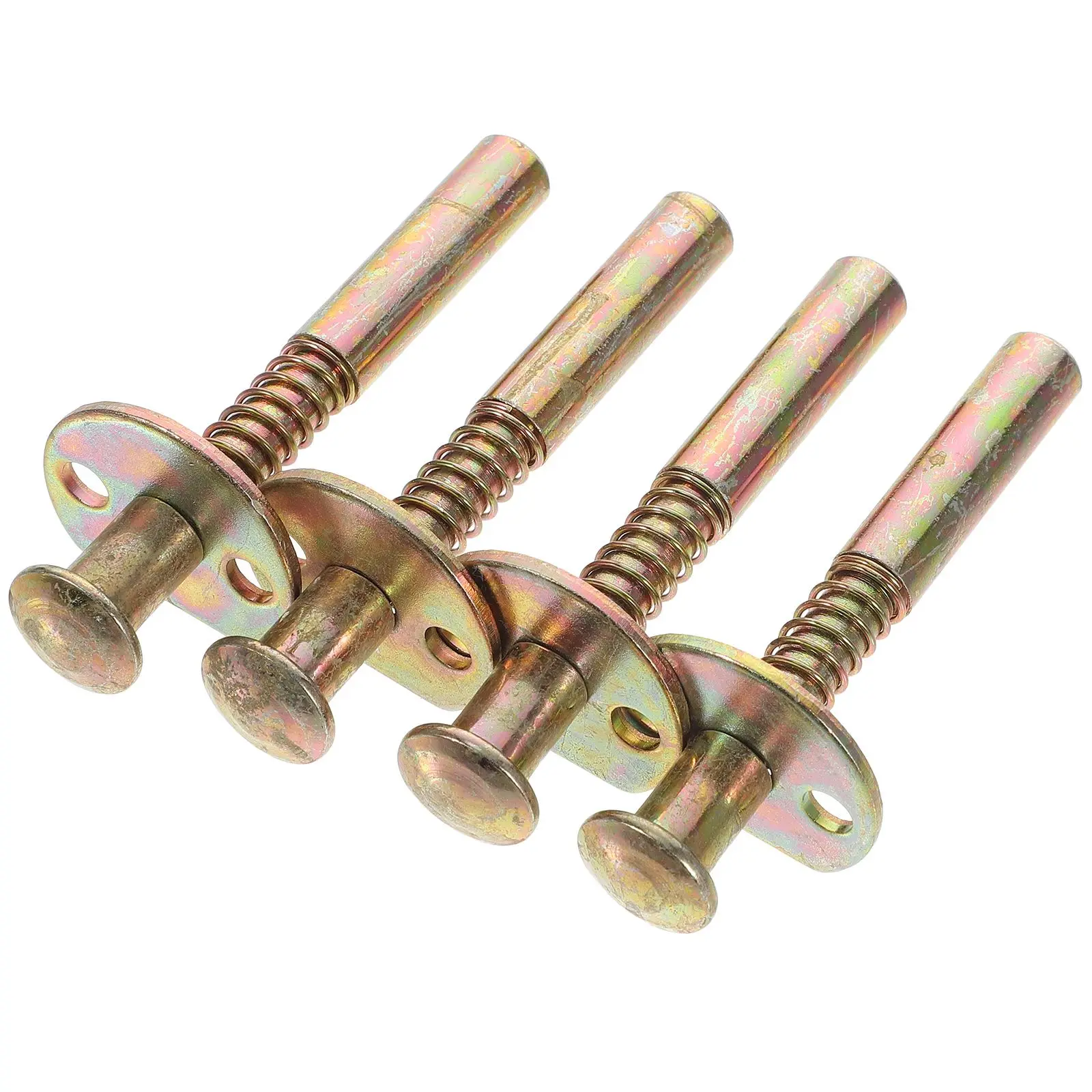 

4 Pcs Spring Loaded Plunger Latches Durable Iron Easy Installation Crib Bed Fastening Fittings Hardware Anti Aging Corrosion