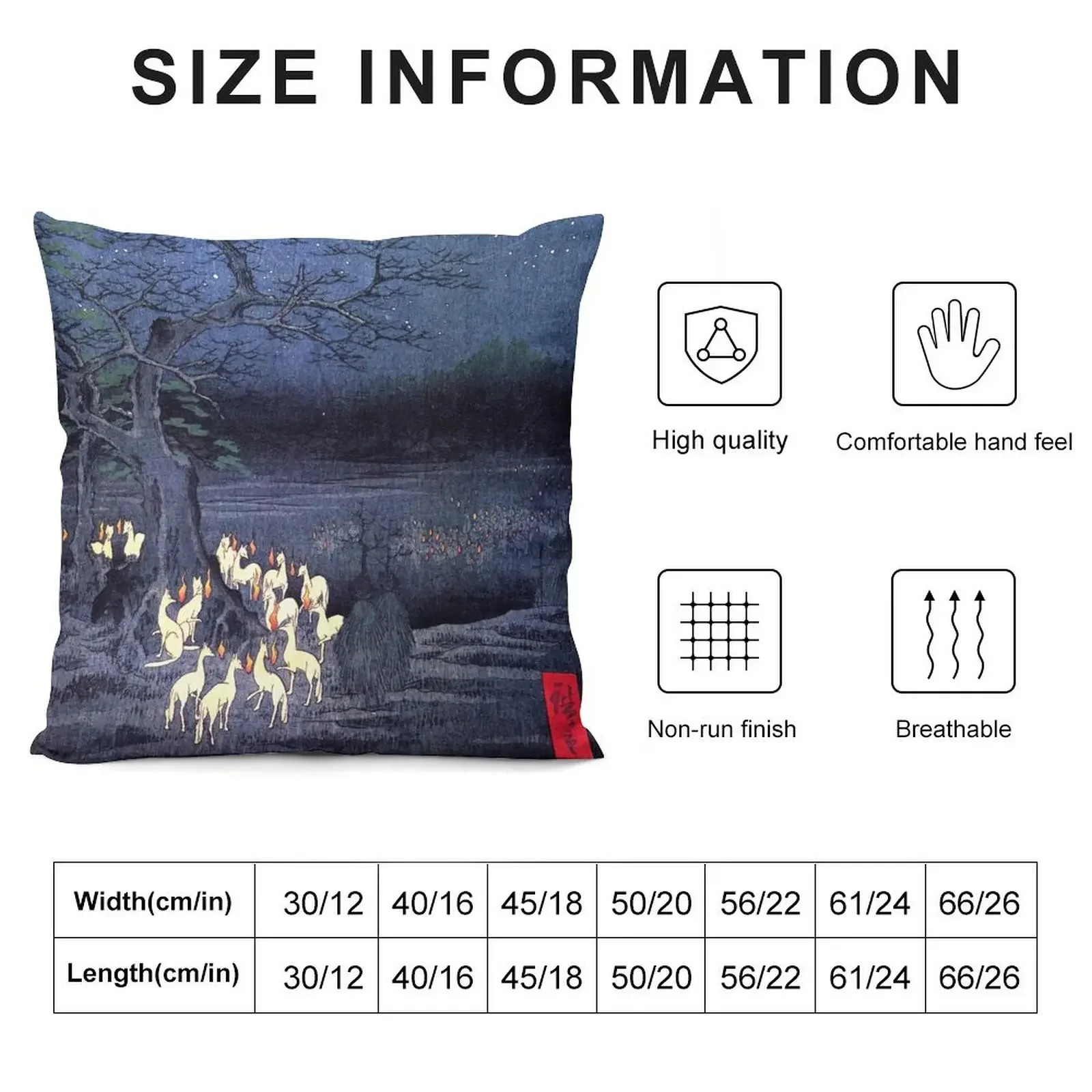 Japanese Print - Hiroshige - kitsune-yokai-fox Throw Pillow Decorative pillowcase pillow pillowcase pillow