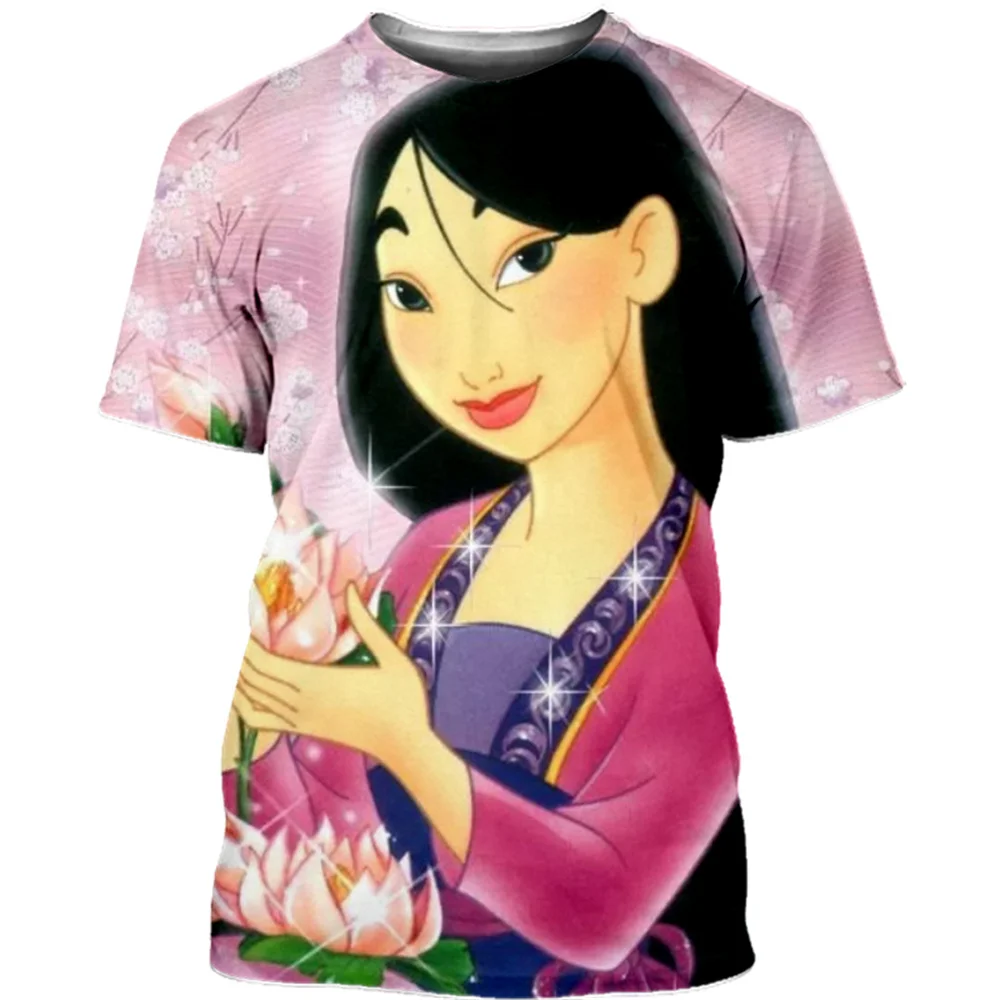 

New Disney T-Shirts Mulan Cartoon Anime 3D Print Streetwear Men Women Casual Fashion Oversized T Shirt Kids Boys Girls Tees Tops