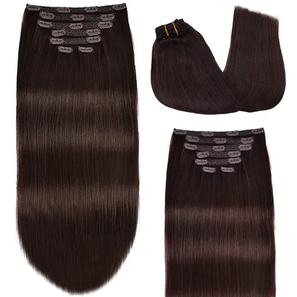 100%本物の人毛ナチュラルストレート未加工ベトナム人毛クリップインウェフトヘアピースカラーセンウィービング人毛ブレイズ