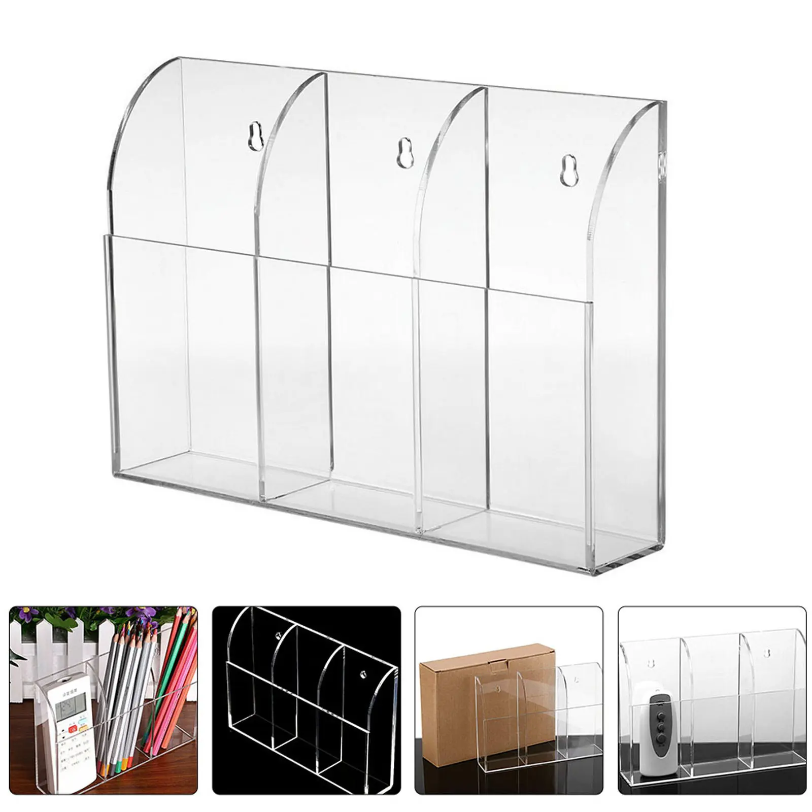 Acrylic Remote Controller Storage Box Transparent Wall-Mounted Organizer Marker Pen Rack Multi-Purpose Storage Case Household