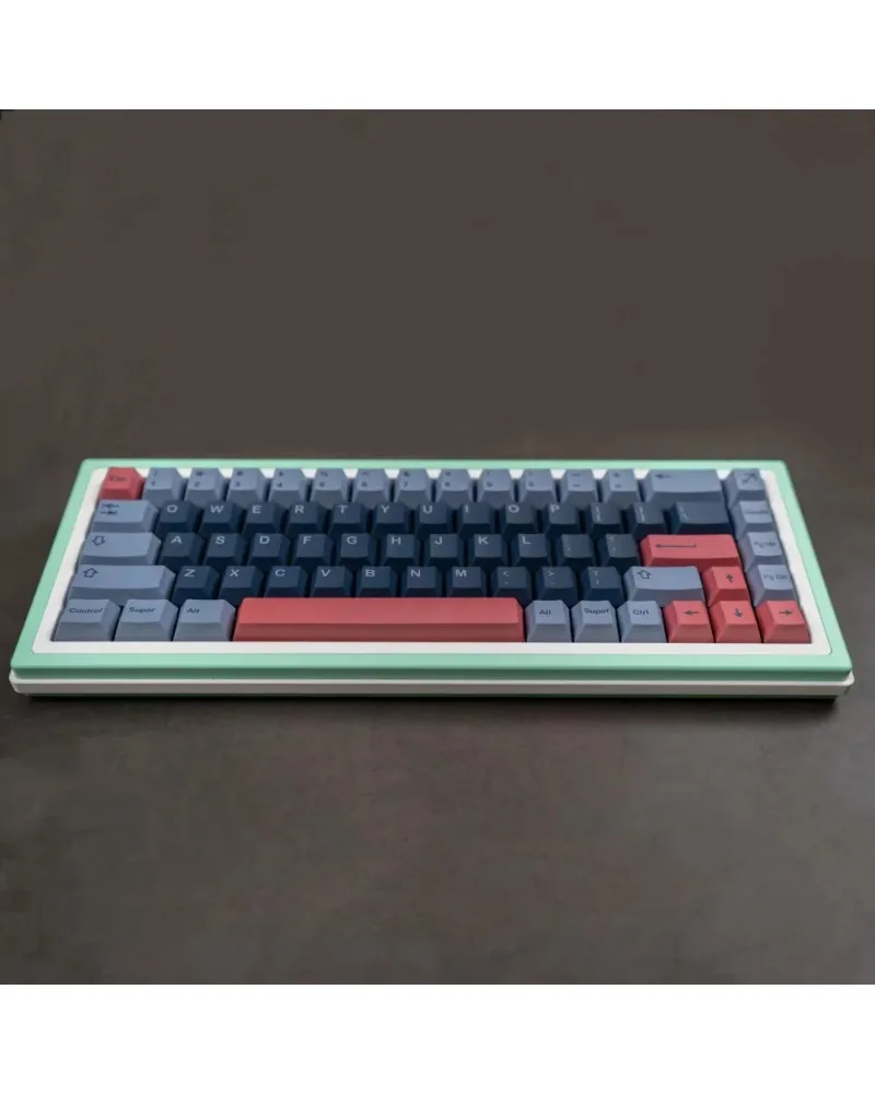 

Dark blue light blue and red color block pbt dye sub keycaps full set oem profile for mechanical keyboards