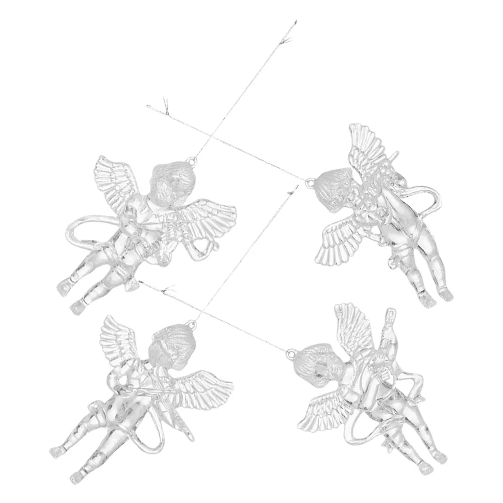 

4pcs Transparent Hanging Angel Pendant Clear Acrylic Christmas Tree Ornament For Xmas Party Decor Festival Home Decoration