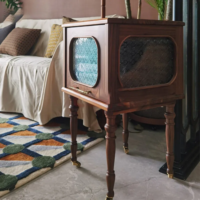 American vintage solid wood light luxury sofa sideboard vintage style storage cabinet simple French collection display cabinet