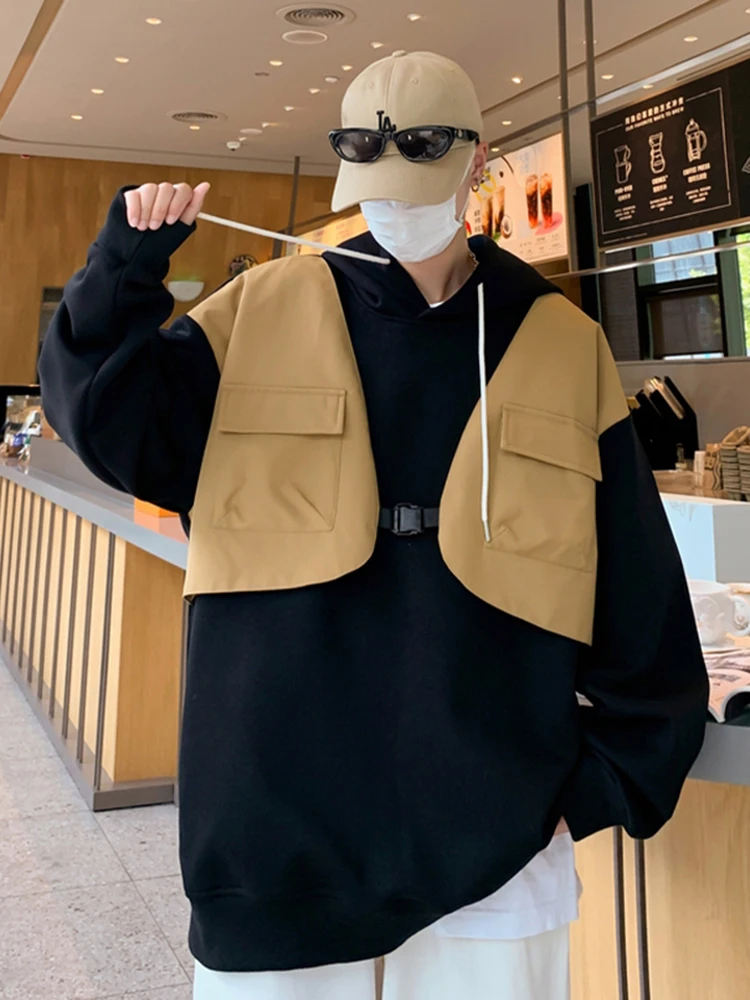 

Мужская свободная повседневная толстовка с капюшоном в американском уличном стиле, модная, для пар, молодежная, на весну, осень и зиму