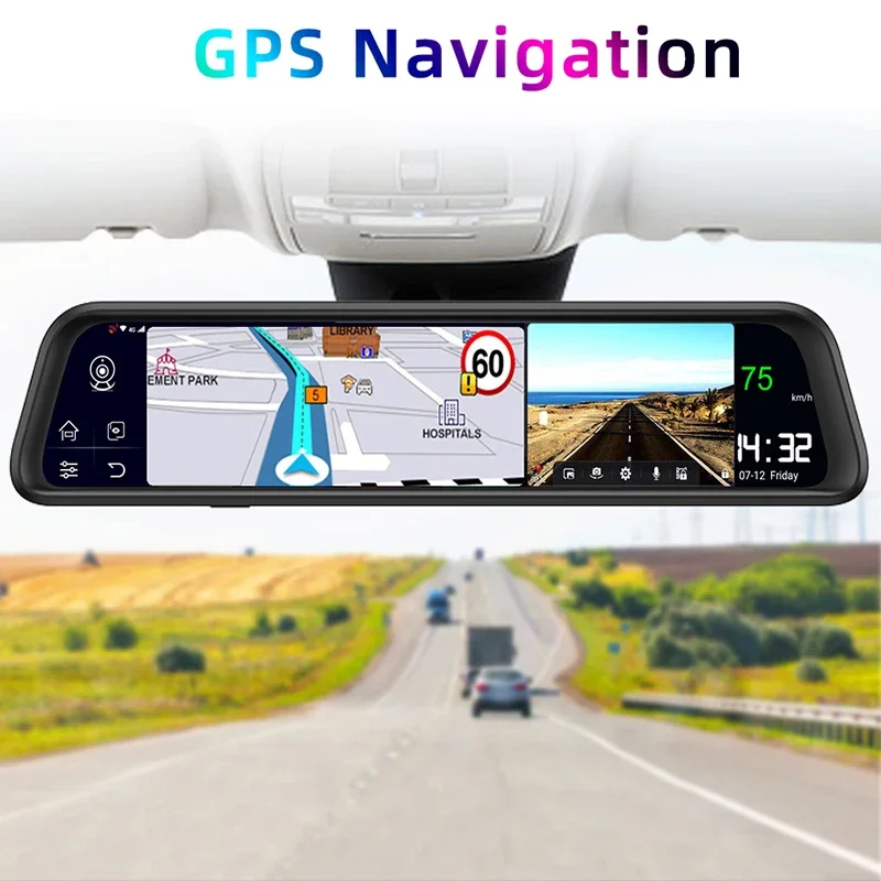 Bluavido 4G RAM Smart Android 8.1 Car Mirror DVR GPS Navigation HD 1080P Video Recorder Camera ADAS 32G ROM Add Original Bracket