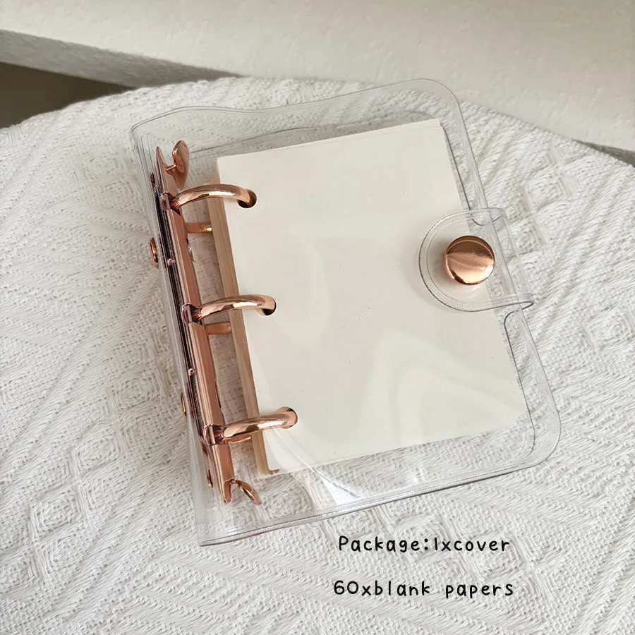 1 Set 3-Loch-Binder-Notizbuch, Loseblatt-Sammelbuch, 60 Blatt Nachfüllpapiere, Rose/Gold-Einband, Schreibwarenzubehör – Detail 2