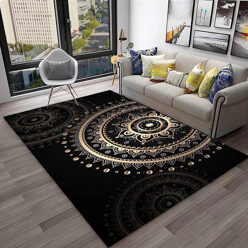 3D Mandala Bohemia Geometric Carpet Rug for Home Living Room Bedroom Sofa Kitchen Doormat Decor,Kid Area Rug Non-slip Floor Mat