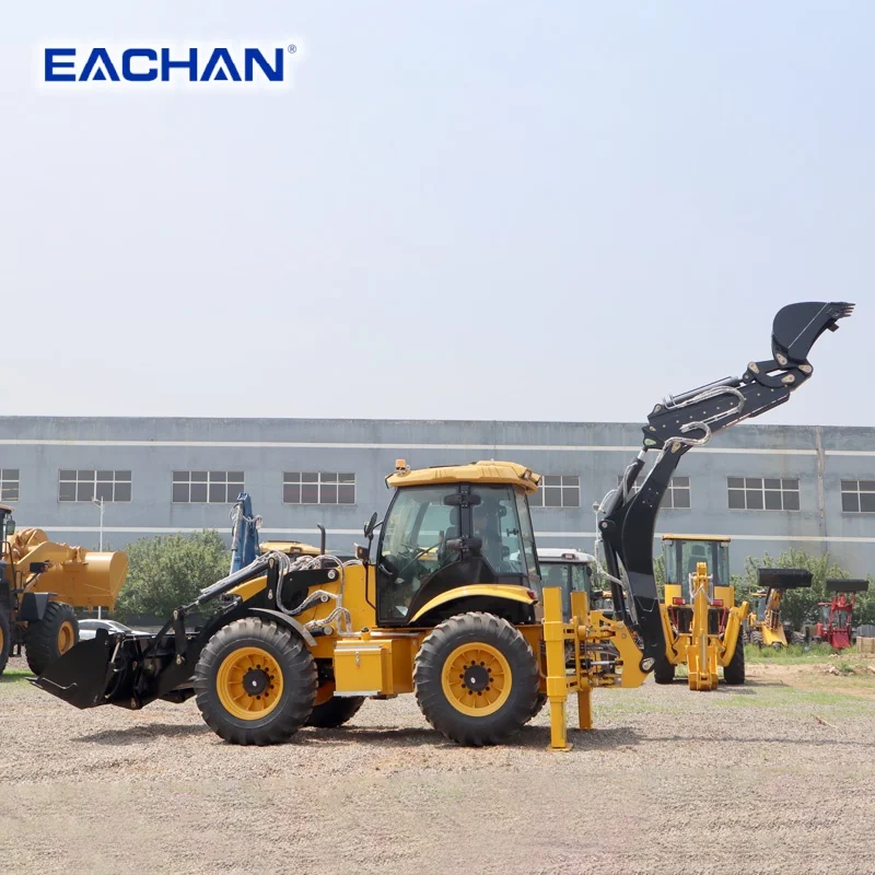 4WD Hydraulic Backhoe Loader Diesel Wheel Backhoe Loader Compact Farm Construction Machinery CE EPA Free Shipping Customized