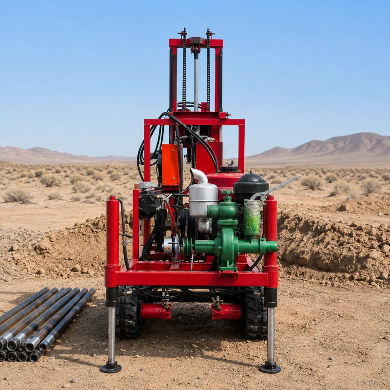 100m Deep Portable Hydraulic Water Well Rotary Drilling Rig Crawler Borehole Water Well Drilling Machine With Electric Start