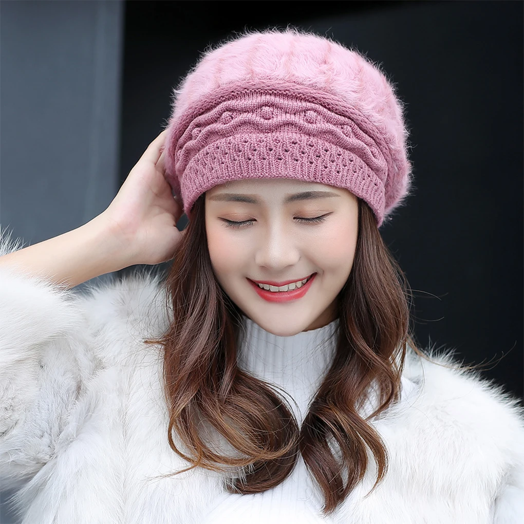 Cycling Knitted Beret Portable Women Warm Beanie Winter Hat Decor