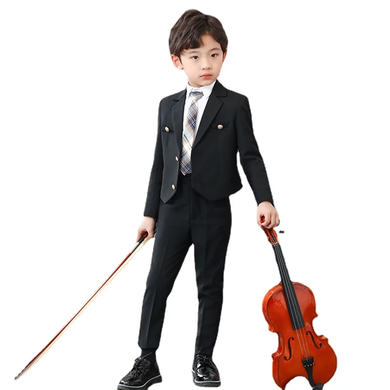 New Arrival Fashion Dress Performance Boys' Suit, College Style Small Host Walk Show Piano Performance Size 110-130 140 150 160