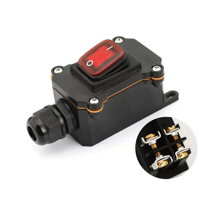 Rain Proof Dustproof Junction Box 220V 16A High Power Waterproof Marine Outdoor Rocker Switch 12V 24V IP65 Screw Mount