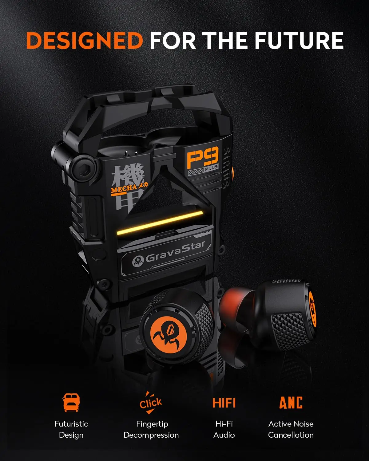 P9 Plus True Wireless Earbuds, Bluetooth 5.3 Active Noise Cancellation ANC Headphones, 28H Playtime, ENC Clear