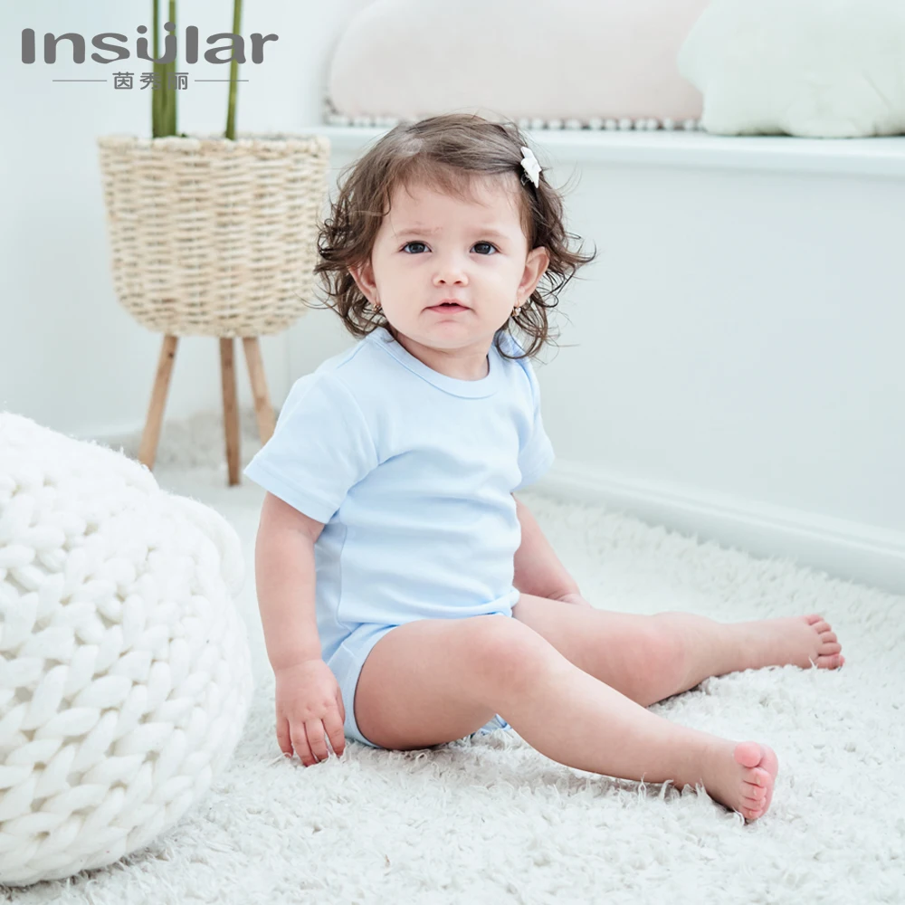 Newborn Baby Boys Girls Summer Clothes New Solid Cotton Body Suit Infant Baby Short Sleeve Climbing Clothes Bag Fart Roupa