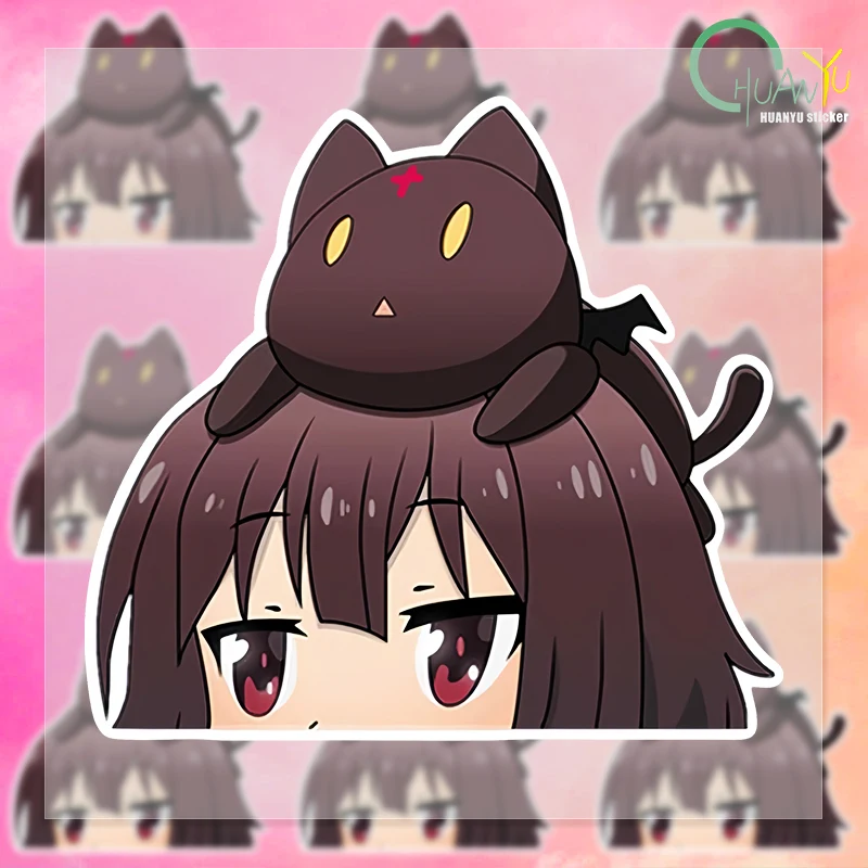 for Konosuba Wizard Neko Peeker Fine Decal Fashion Scratch-proof Car Sticker 3D Vinyl Car Wrap Laptop