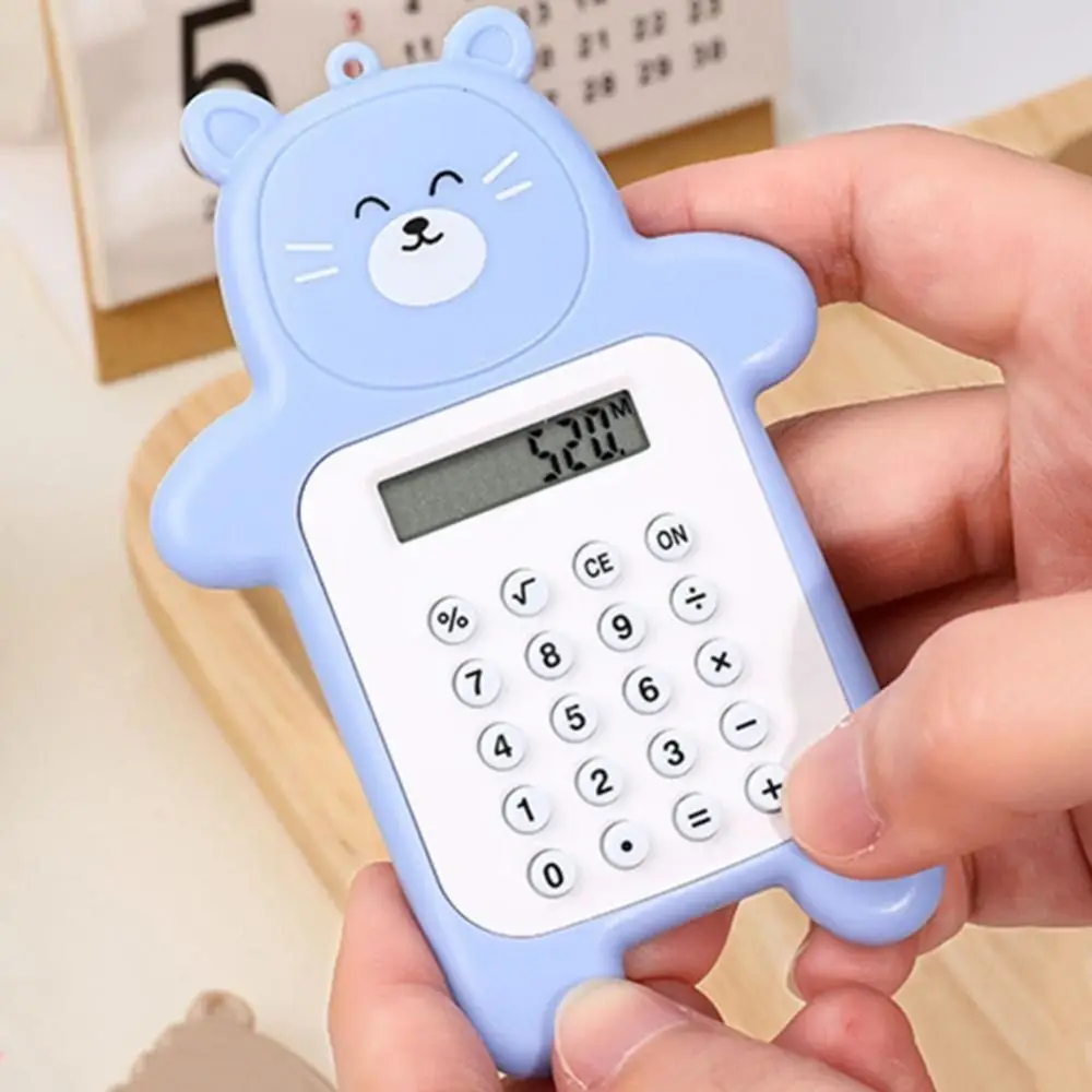 Portable 8 Digits Display Mini Calculator Mini Bear Shaped Student Calculators Battery Battery Calculator School Office