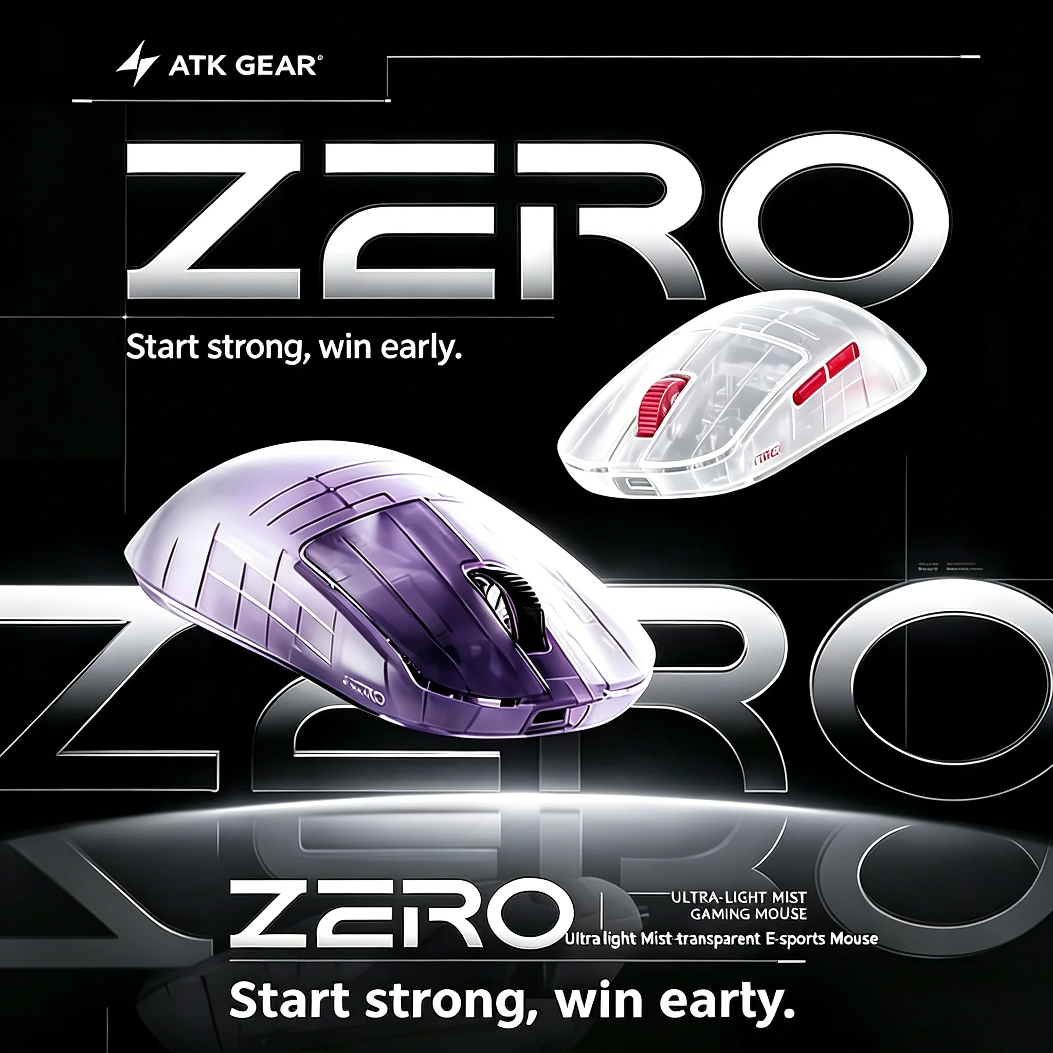 ATK Blazing Sky ZERO 39g Ultralight Gaming Mouse PAW3950 Ultra 8K Polling Rate Dual Mode Wireless Ergonomic Foggy RGB Esports Mi