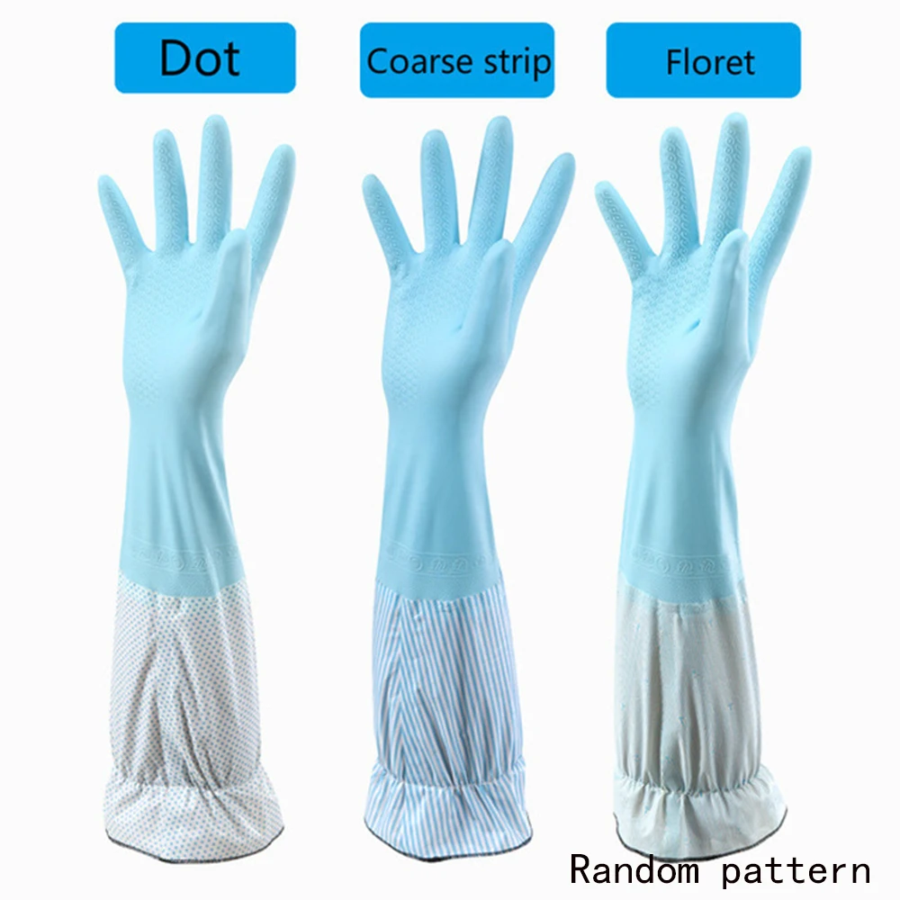 

Velvet Tools Cleaning Warm Washing Waterproof Rubber gloves Household Gloves Long Sleeve Kitchen