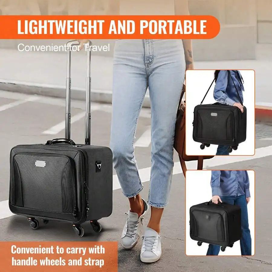 Makeup Train Case Large Storage Box 3-6 Layers, Easy To Carry, With 360° Rotating Wheels And Adjustable Trolley Or Without Wheel