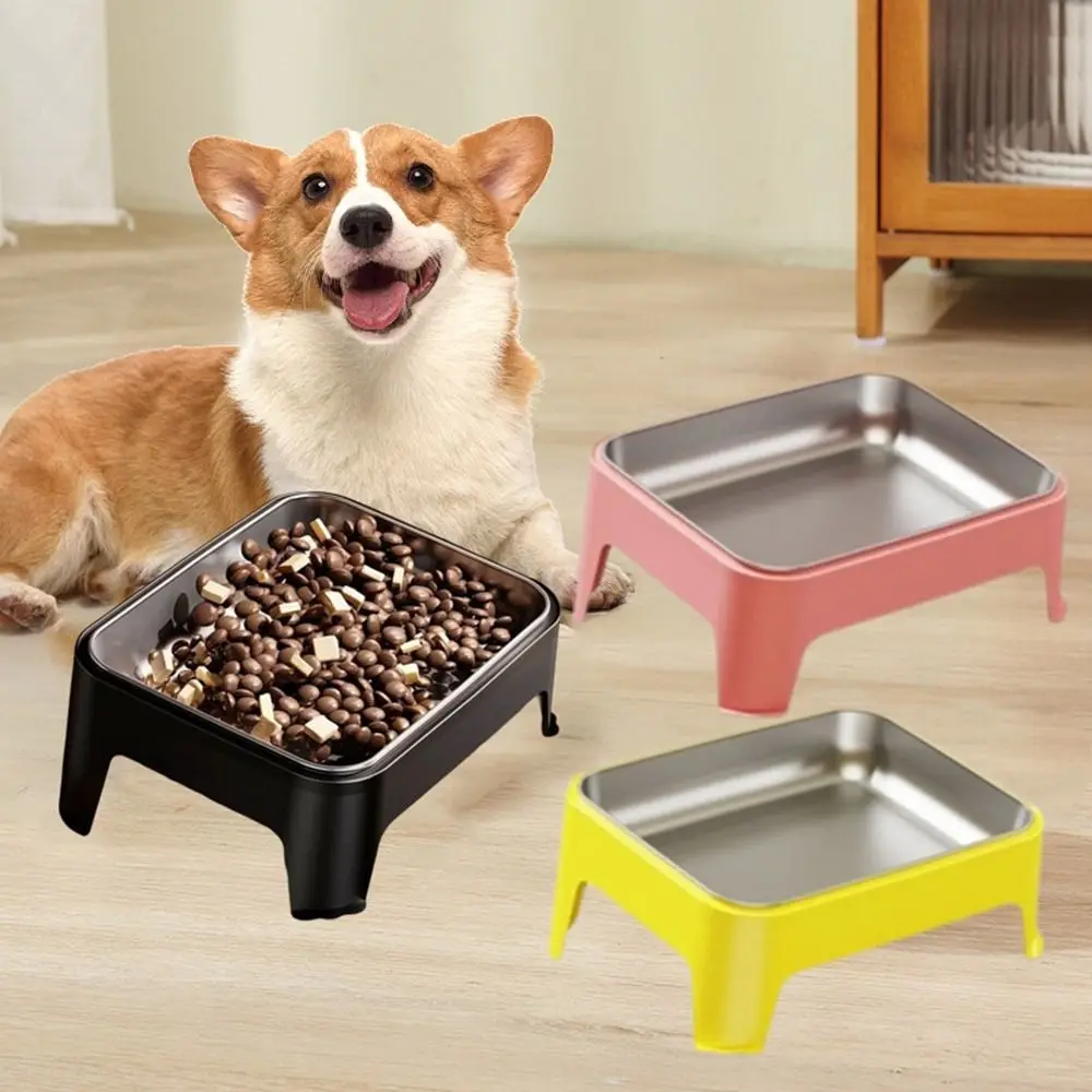 

Large Capacity Stainless Steel Dog Bowl Anti-slip Neck Protection Pets Food Water Bowls Anti-knockover Elevated Dog Feeder