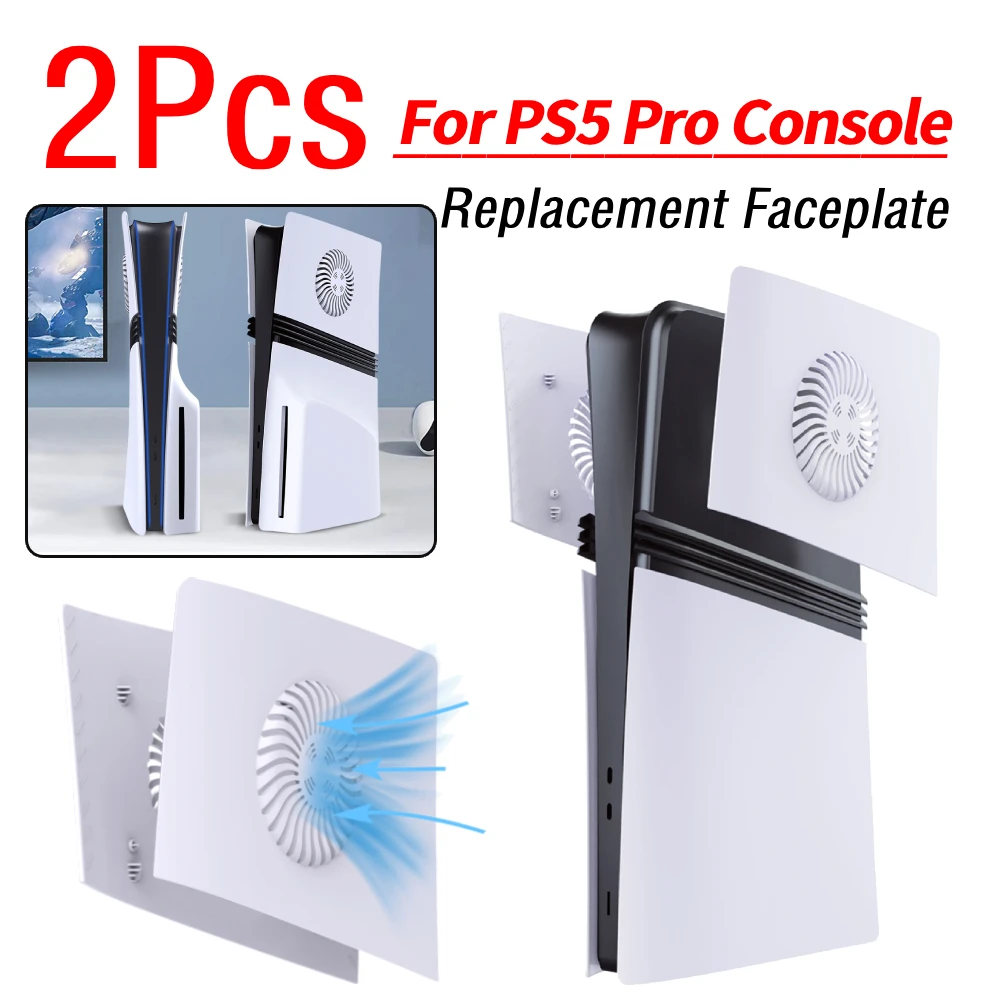 

2 шт. накладки на консоль для PS5 Pro, аксессуары для консоли, защитные от царапин сменные лицевые панели, жесткий корпус из ABS с вентиляционными отверстиями