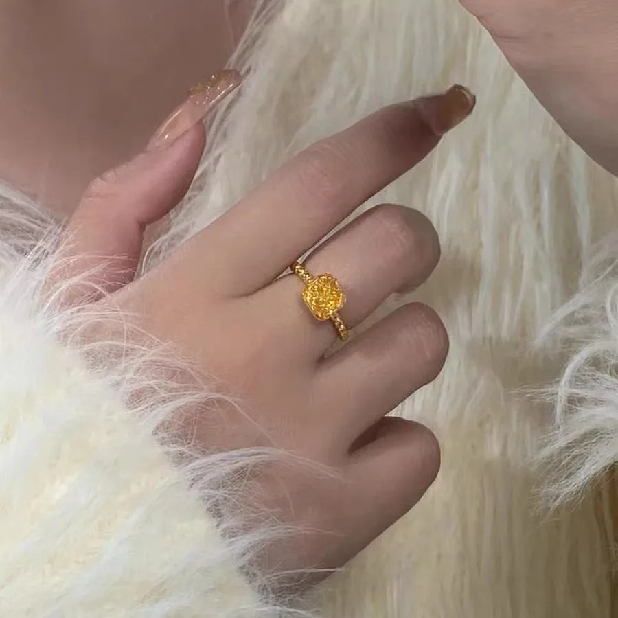 Sparkling Sugar Ring 18k Gold Ring for Woman High-quality Luxury AU750 Ring Party Banquet Fine Jewelry 18K No Demolding