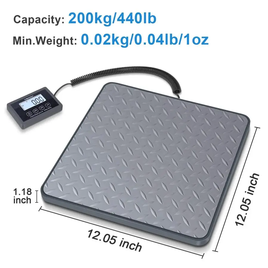 Digital Shipping Postal Scale, 440 lb 1oz High Accuracy Postage Scale, Hold Tare Function, Lightweight Scale for Packages Luggag