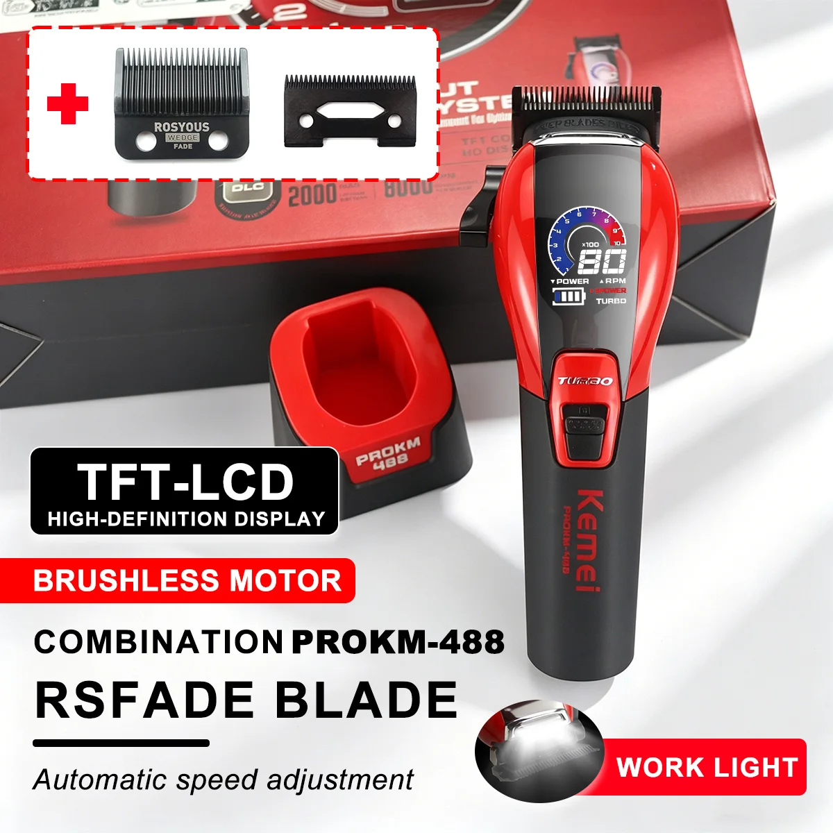 cortadora-de-pelo-electrica-kemei-prokm-488-para-hombre-cuchilla-dlc-motor-sin-escobillas-cargador-de-base-pantalla-tft-lcd-maquina-profesional-para-barberia