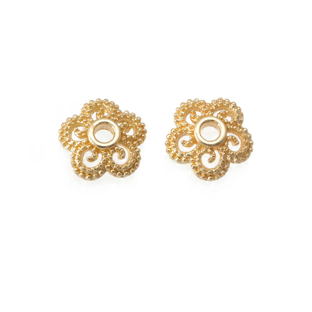 18K Goldfarbene Messing-Blumenperlenkappen Hochwertige DIY-Schmuckherstellungszubehör Halsketten- und Ohrring-Accessoires für Frauen – Detail 12