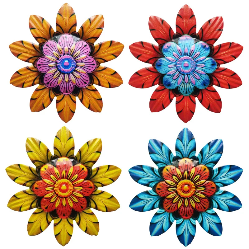 Metal Wall Art Ornaments Sun Flower Wall Hanging Garden Craft Iron Art Statue Home Decoration Indoor Outdoor Statue Wall Decor